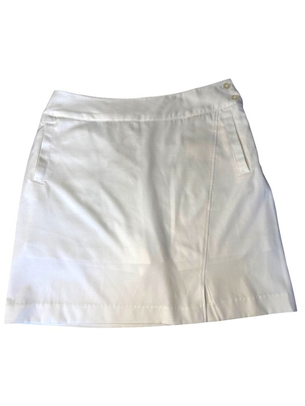 NWOT Monterey Club Womens White Golf Skort With Side Buttons & Pockets Size M